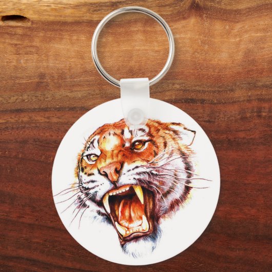 Koel cartoon tattoo symbool rokertijgerkop sleutelhanger (Voorkant)