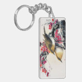 Koel chinese mooie bruine vogelrode kerselboom sleutelhanger (Voorkant Links)