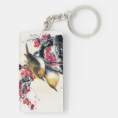 Koel chinese mooie bruine vogelrode kerselboom sleutelhanger (achterkant)