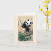 Koel chinese schattige, zoete panda-beer kaart (Gele Bloem)