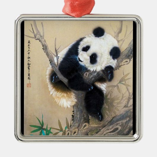 Koel chinese schattige, zoete panda-beer metalen ornament (Voorkant)