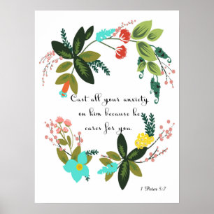 Koel Christelijk art. 1 Peter 5:7 Poster