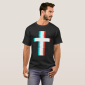 Koel Christelijk kruismatig glitseffect T-shirt (Voorkant volledig)