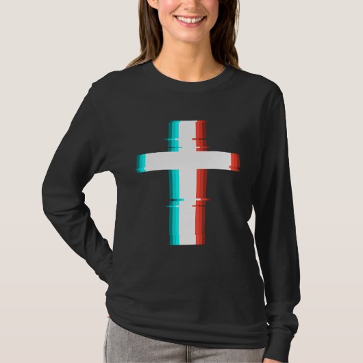 Koel Christelijk kruismatig glitseffect T-shirt (Voorkant)
