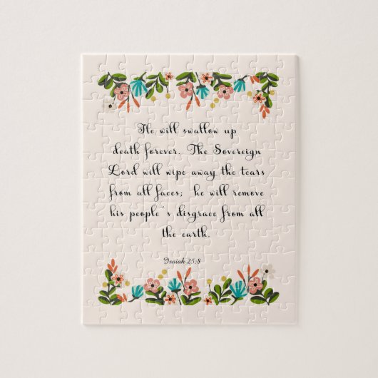 Koel Christelijke kunst - Isaiah 25:8 Legpuzzel (Verticaal)