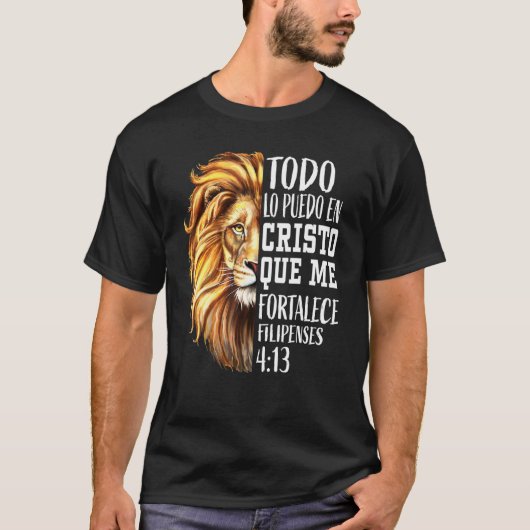 Koel Christelijke Mannen Spaanse bijbel verse leeu T-shirt (Voorkant)