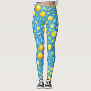 Koel Citrus Geel Turquoise Watercolor Patroon Leggings