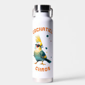 Koel Cockatiel Geel Blauwgroen Sinaasappel Waterfles (Voorkant)