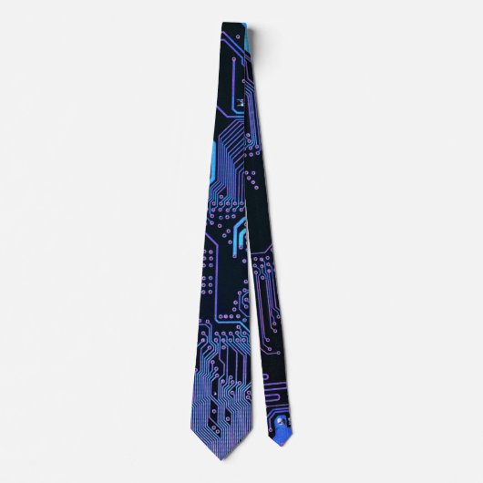 Koel Computer Circuit Board Blauw Stropdas (Voorkant)