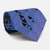 Koel Computer Circuit Board Blauw Stropdas (Opgerold)