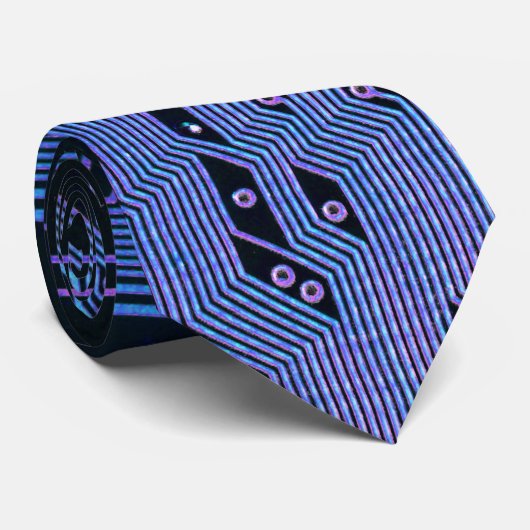 Koel Computer Circuit Board Blauw Stropdas (Opgerold)