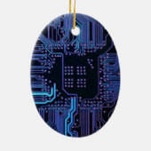 Koel Computerprintplaat Blauw Keramisch Ornament (Achterkant)