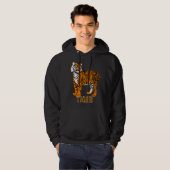 Koel contrast goed werk van tijgerillustratie zwar hoodie (Voorkant volledig)