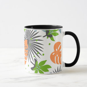 Koel contrast Oranje en groen patroon op zwart Mok