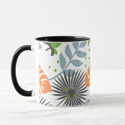 Koel contrast Oranje en groen patroon op zwart Mok (Links)