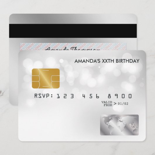 Koel creditcard verjaardagsfeestje kaart (Voorkant / Achterkant)