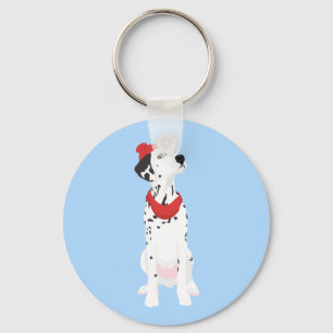 Koel Dalmatian met rood Pet en sjaal Sleutelhanger