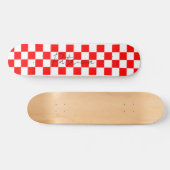 Koel dambord patroon rood persoonlijk skateboard (Horizontaal)