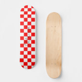 Koel dambord patroon rood persoonlijk skateboard (Voorkant)
