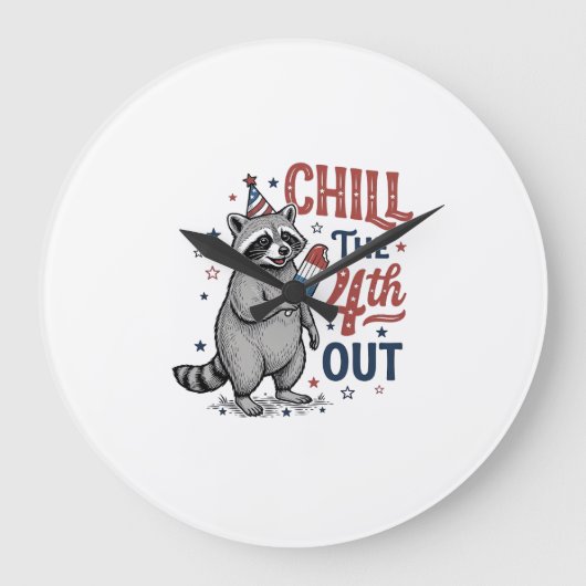 Koel de 4e uit wasbeer patriottisch shirt ontwerp grote klok (Voorkant)