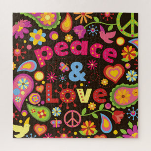 Koel de 60s-stijl Vrede en Liefde Legpuzzel
