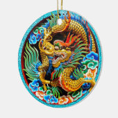 Koel de chinese kleurrijke drakenbloem keramisch ornament (Links)