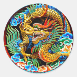 Koel de chinese kleurrijke drakenbloem ronde sticker
