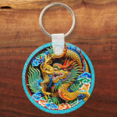 Koel de chinese kleurrijke drakenbloem sleutelhanger (Voorkant)