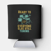 Koel de  drummer trommelspeler klaar om te springe blikjeskoeler (Achterkant)