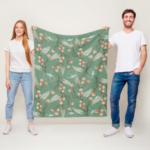 Koel de groene Trendy achtergrond floral voor haar Fleece Deken