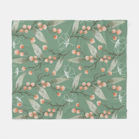 Koel de groene Trendy achtergrond floral voor haar Fleece Deken (Voorkant (Horizontaal))