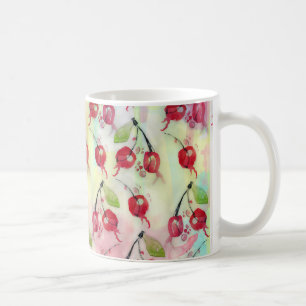 Koel de illustratiepatroon van waterverfkersen koffiemok