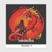 Koel de Japanse rode draak Sticker (Vel)