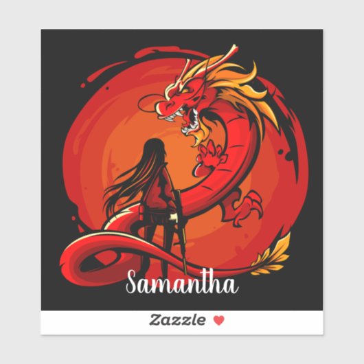 Koel de Japanse rode draak Sticker (Vel)