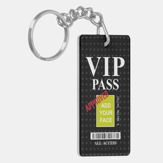 Koel de leuke zwarte en witte aanpasbare VIP-pas.. Sleutelhanger (Voorkant Links)