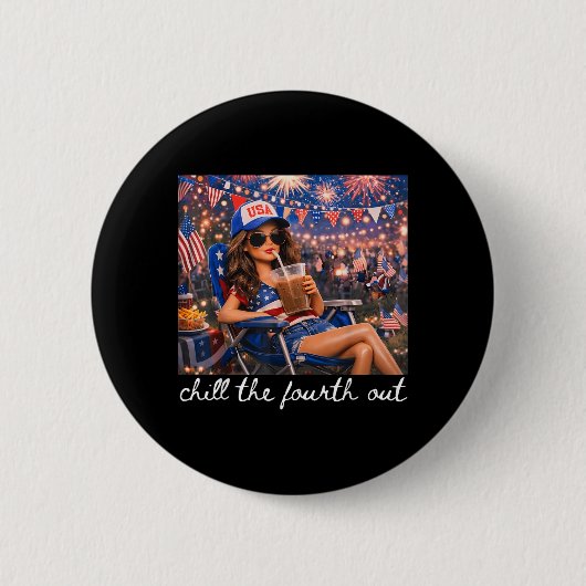 Koel de vierde uit 4 juli Amerikaanse meisje Ronde Button 5,7 Cm (Voorkant)