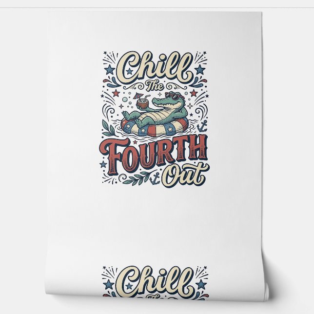 Koel de vierde uit Alligator Patriottisch T-shirt  Behang (Afrollen)