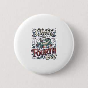 Koel de vierde uit Alligator Patriottisch T-shirt Ronde Button 5,7 Cm