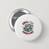 Koel de vierde uit Alligator Patriottisch T-shirt Ronde Button 5,7 Cm (Voorkant /achterkant)
