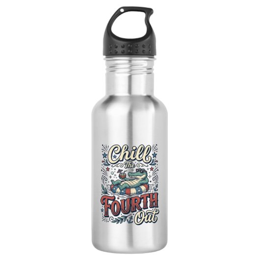Koel de vierde uit Alligator Patriottisch T-shirt Waterfles (Voorkant)