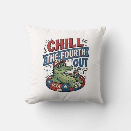 Koel de vierde uit, grappige alligator zomer shirt kussen (Voorkant)
