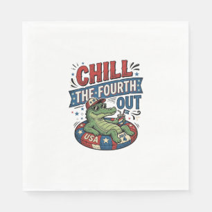 Koel de vierde uit grappige alligator zomer shirt servet