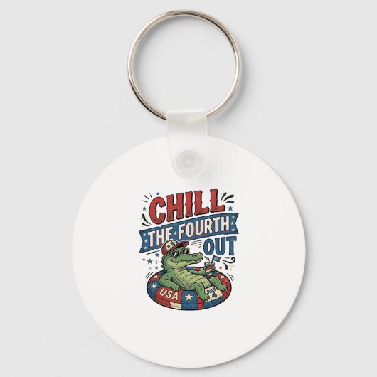 Koel de vierde uit, grappige alligator zomer shirt sleutelhanger (Voorkant)