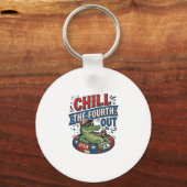 Koel de vierde uit, grappige alligator zomer shirt sleutelhanger (Voorkant)