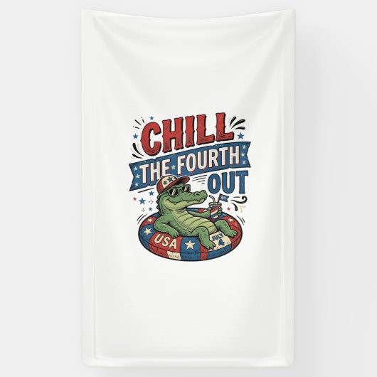Koel de vierde uit grappige alligator zomer shirt spandoek (Verticaal)