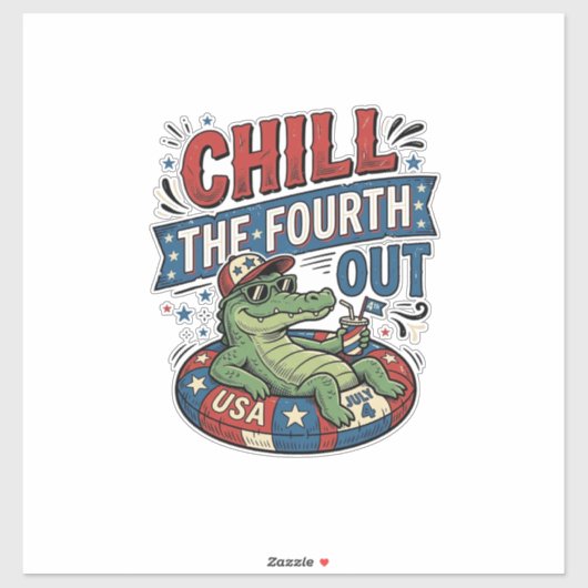 Koel de vierde uit grappige alligator zomer shirt sticker (Vel)
