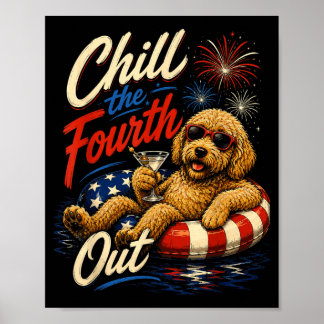 Koel de vierde uit, grappige Goldendoodle hondenli Poster