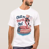 Koel de vierde uit, leuke 4 juli flamingo t-shirt (Voorkant)