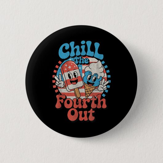 Koel de vierde uit, leuke 4 juli patriottische V Ronde Button 5,7 Cm (Voorkant)