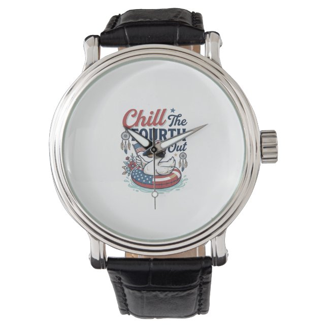Koel de vierde uit patriottische eend vector shirt horloge (Voorkant)